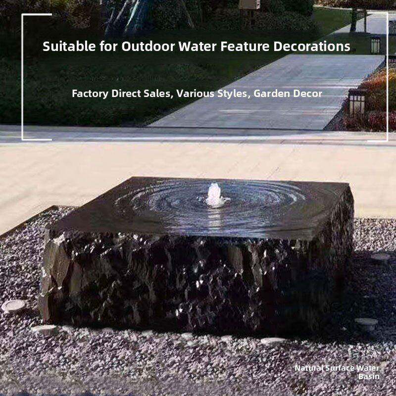 日式流水石钵循环水摆件造景石雕喷泉庭院户外景观喷水石头