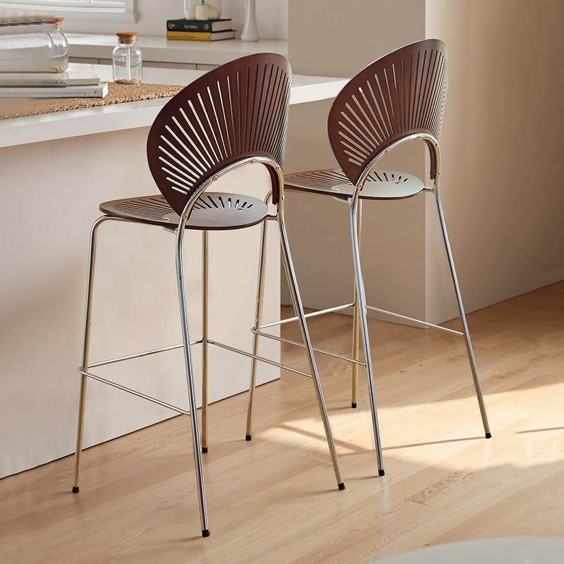 北欧复古贝壳吧台椅现代简约铁艺靠背高脚凳网红实木高椅子,住宅家具,家用高脚椅,淘宝优惠券,粉丝福利购,淘宝优惠卷