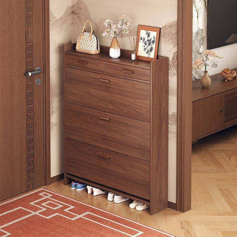 新中式超薄翻斗鞋柜家用门口2026新款爆款入户玄关一体实木色鞋架,住宅家具,鞋柜,淘宝优惠券,粉丝福利购,淘宝优惠卷