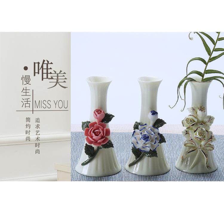 24k金玫瑰花陶瓷花瓶 送爱人老婆女友的创意七夕礼物 金箔玫瑰花