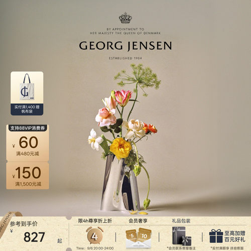 教师节礼物GeorgJensen乔治杰生LITUUS弦律花瓶摆件客厅插花轻奢