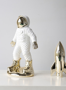 稀缺质感现代北欧轻奢卡通人物火箭摆件样板间儿童房可爱装饰品