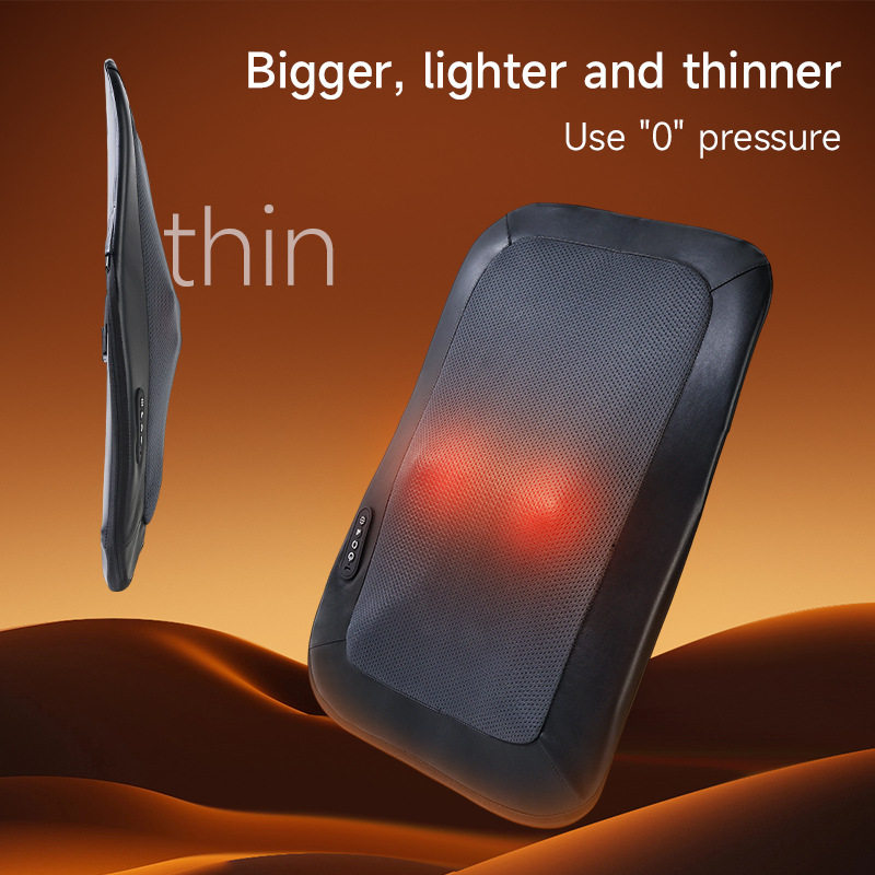 稀缺超薄按摩靠垫坐垫行走揉捏颈腰背按摩仪两用加热充电多功能按