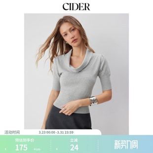 短款 针织荡领泡泡袖 上衣115102959 新品 CIDER2026春季