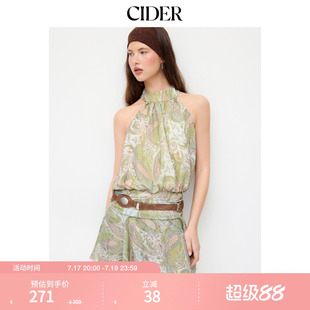 CIDER2026春季新品雪纺腰果花挂脖抽褶层叠迷你连衣裙115247505