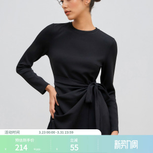 圆领系带迷你连衣裙113956352 女装 CIDER秋季 新品