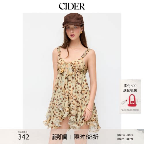 CIDER2026春季新品雪纺蝴蝶结荷叶边娃娃领迷你连衣裙115244304