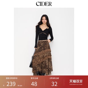 【明星同款】CIDER都市游牧风美式豹纹低腰不规则半身裙114965686