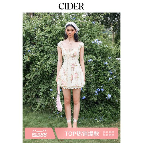 【明星同款】CIDER正品美式背心裙夏吊带连衣裙碎花裙114348921