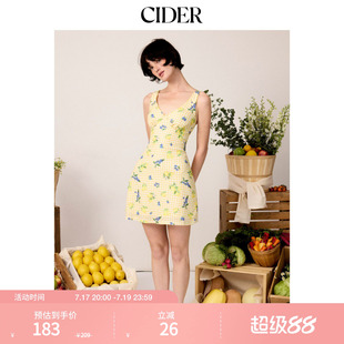 CIDER2026春季新品水果格纹V领蝴蝶结迷你连衣裙115406734