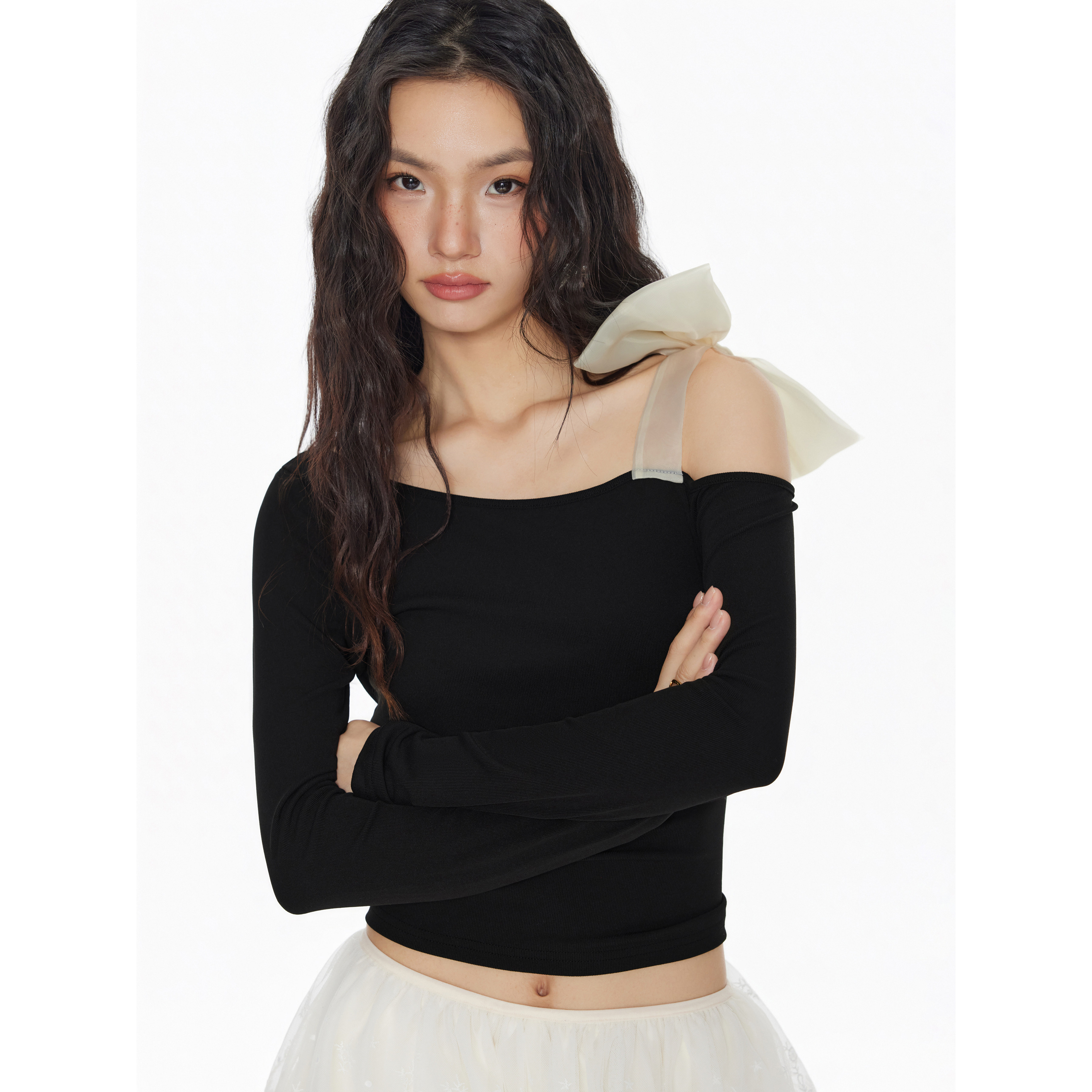 【明星同款】CIDER正品 氛围感领结长袖针织上衣1140073