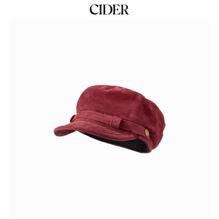 CIDER秋冬新品 仿麂皮红色贝雷帽子114906919 女装