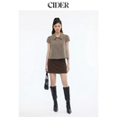 CIDER彼得潘领外套格子衬衫 上衣114740919 复古波点翻领格纹短袖