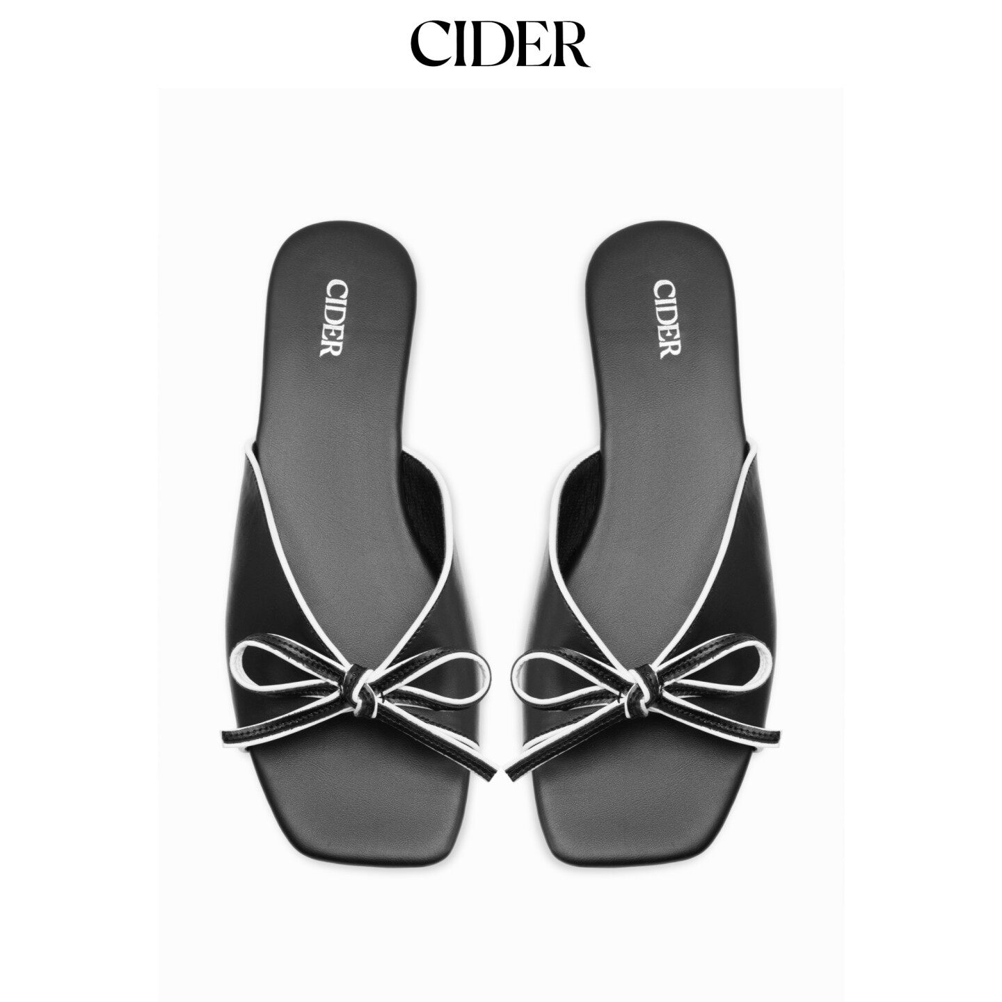 CIDER2026早秋季新品蝴蝶结方头凉鞋115226035图片