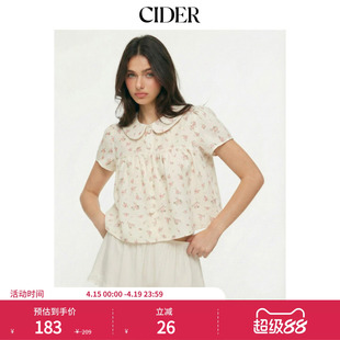 CIDER2026春季新品碎花彼得潘翻领短袖上衣115208256