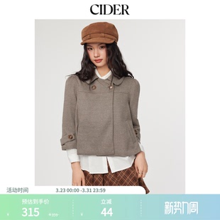 宽松上衣114936817 短款 CIDER彼得潘翻领美式 复古格纹外套七分袖