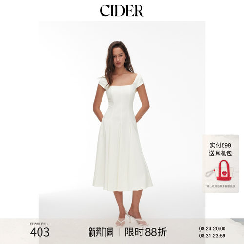CIDER2026夏季新品方领短袖裹身长连衣裙115463941