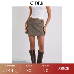 CIDER2026秋季新品高腰千鸟格金属装饰A字迷你半身裙115490998