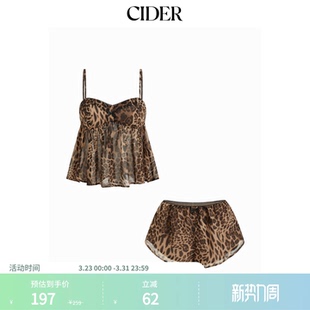 114678433 家居服套装 CIDER美式 两件套豹纹蝴蝶结抹胸短裤