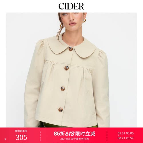 CIDER娃娃领新款款复古外套彼得潘翻领宽松美式复古上衣114789027
