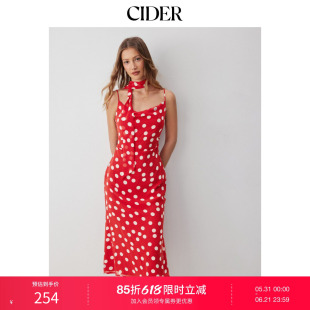 CIDER2026春季新品雪纺波点荡领中长连衣裙配围巾115252937