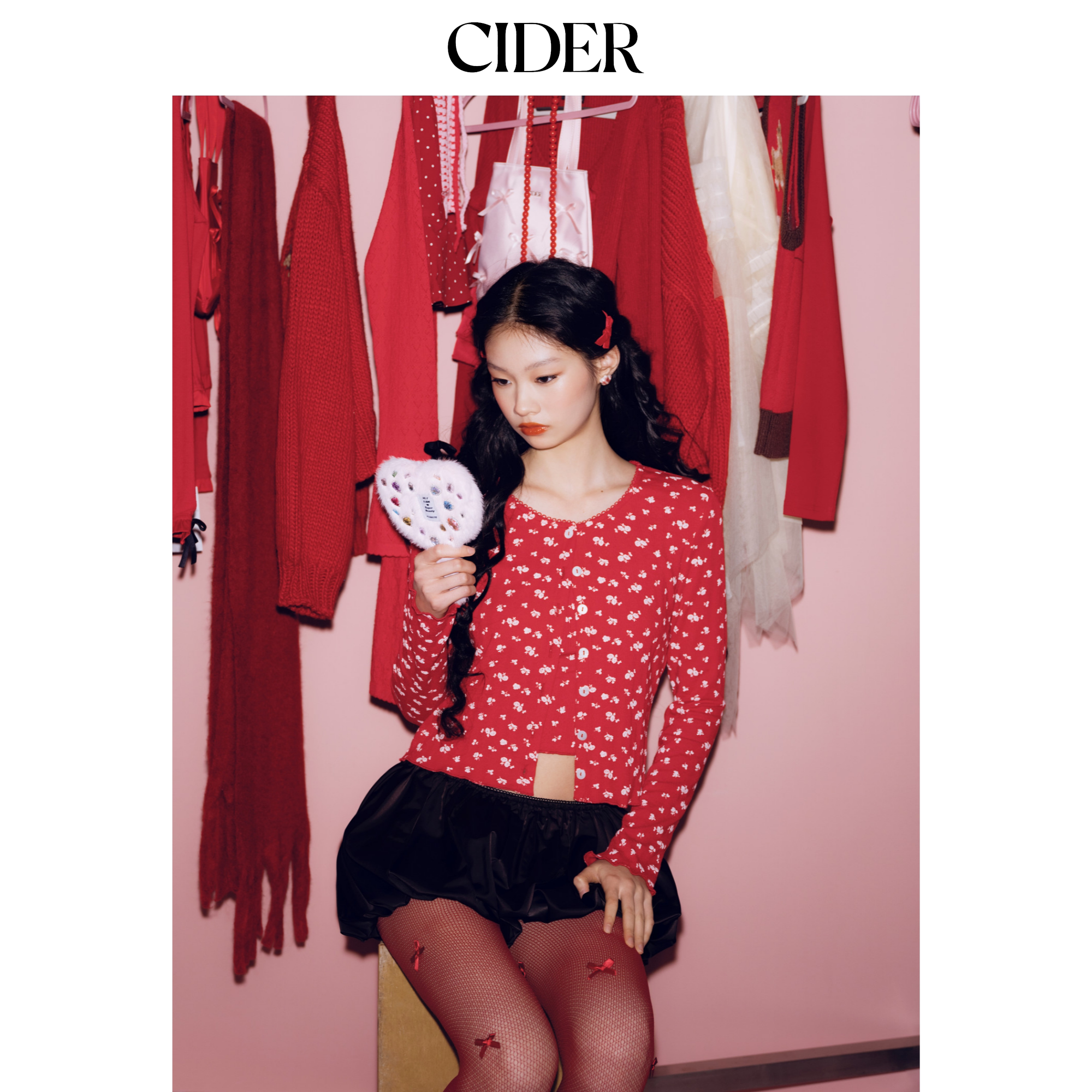 【明星同款】CIDER美式开衫碎花吊带两件套上衣115157523图片