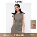 CIDER格子裙蝴蝶结圆领设计无袖背心连衣裙114978033