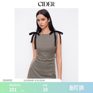 CIDER格子裙蝴蝶结圆领设计无袖 背心连衣裙114978033