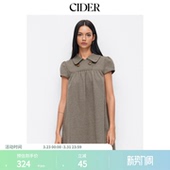 CIDER彼得潘娃娃领美式 针织波点连衣裙114967589 复古格子短袖