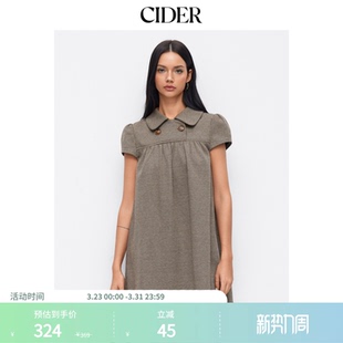 CIDER彼得潘娃娃领美式 针织波点连衣裙114967589 复古格子短袖