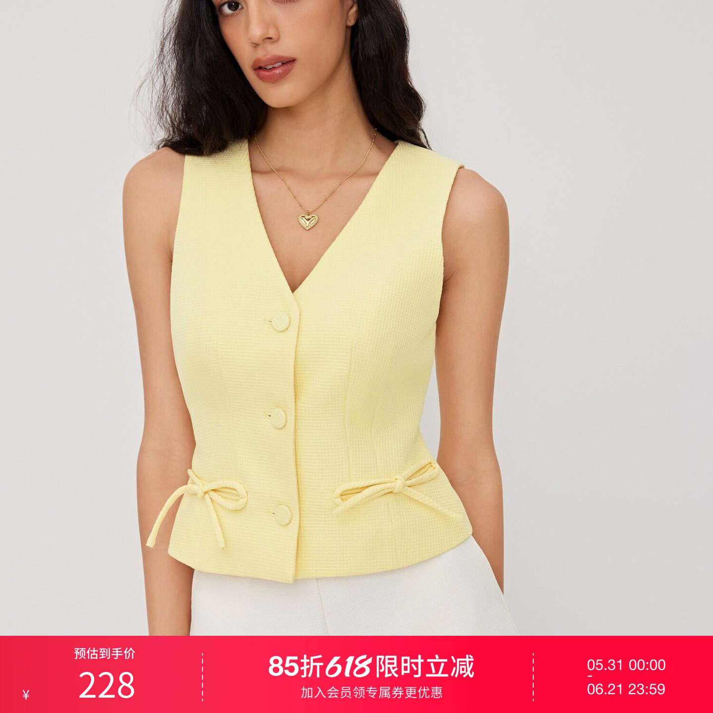 CIDER马甲2025新款今年流行爆款提花V领蝴蝶结西装马甲 114571217