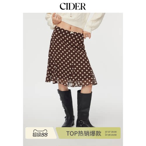CIDER美式复古波点半身裙
