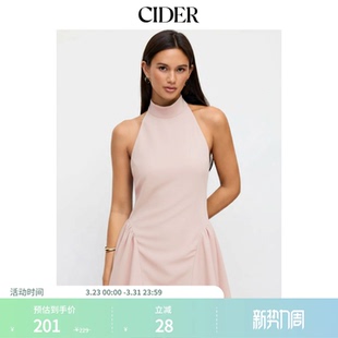 连衣裙114341334 CIDER挂脖系带露背荷叶边甜辣风无袖 明星同款
