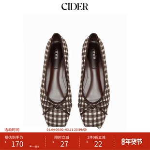 CIDER蝴蝶结格纹美式复古玛丽珍鞋115000035