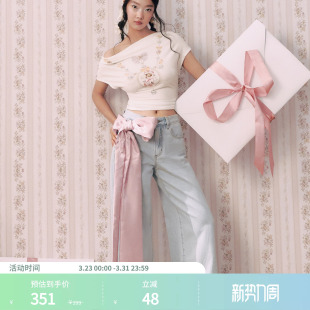 中腰蝴蝶结阔腿牛仔长裤 CIDER可爱风正品 114816681 明星同款