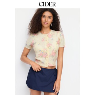 CIDER2026春季新品碎花泡泡袖针织开衫115345838