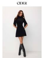 CIDER velvet mesh stand-up collar ruffled sleeve A-line mini dress 115798260 thumbnail 5