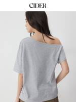 CIDER2026 Early Autumn Outfit Dachshund printed pure Cotton asymmetrical collar Loose T-shirt 115225980 thumbnail 6