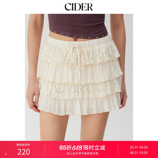 CIDER2026春季新品蕾丝叠层抽绳中腰迷你半身裙115337387