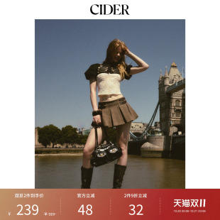 【明星同款】CIDER2026秋季新品低腰搭扣迷你百褶半身裙115528895