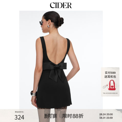 CIDER2026夏季新品荡领露背蝴蝶结迷你连衣裙115401405