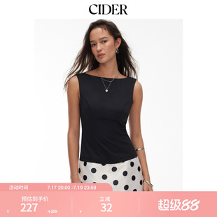 CIDER2026春季新品撞色船领波点A字迷你连衣裙115386608