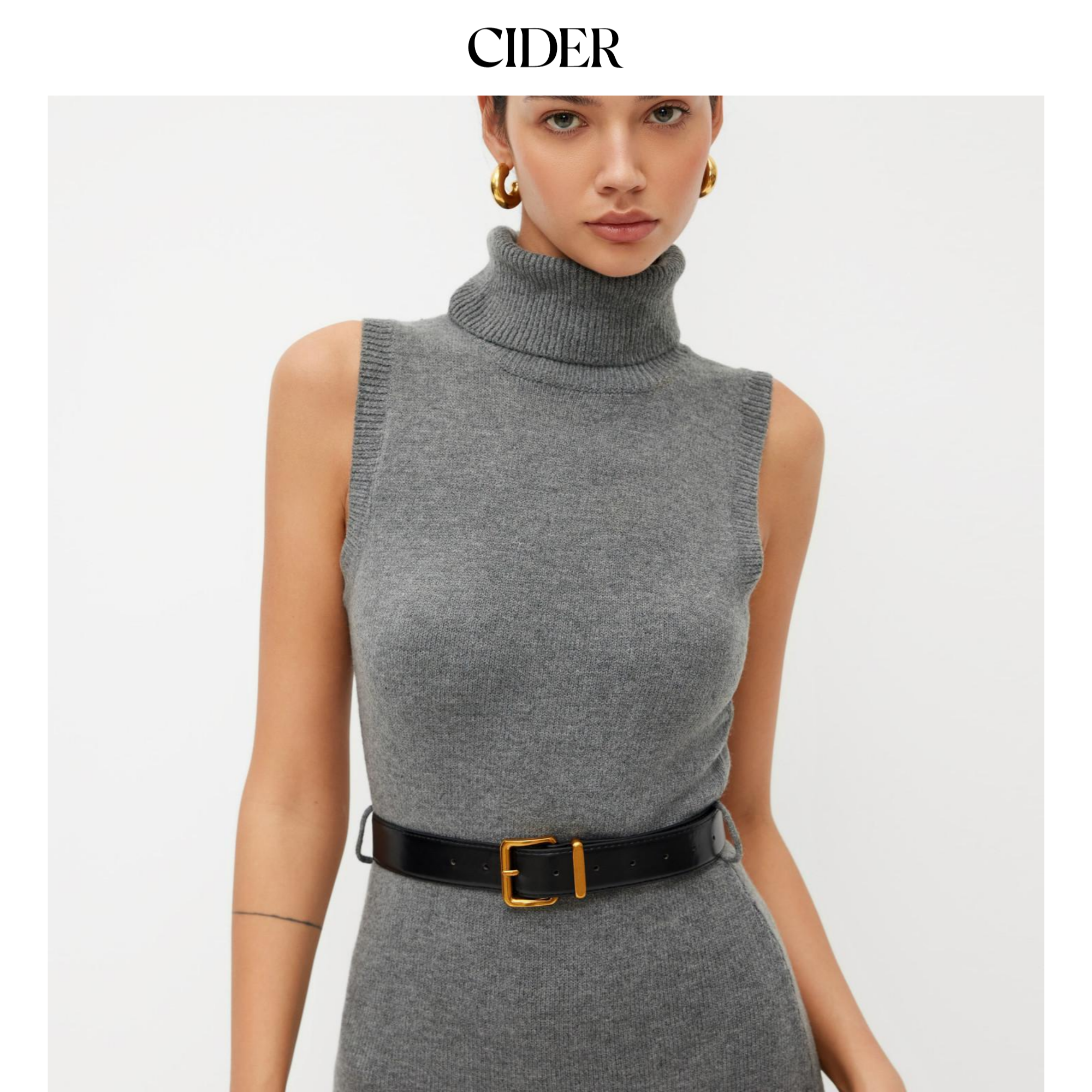 CIDERchic风秋冬新品女装针织高领气质迷你连衣裙114440149