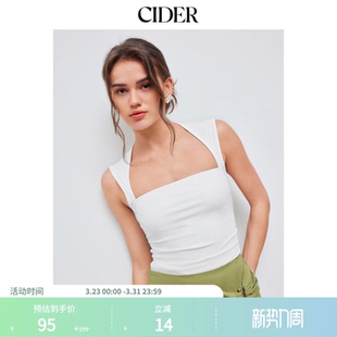 色方领抽褶抹胸上衣110117399 女装 CIDERchic风夏季 新品