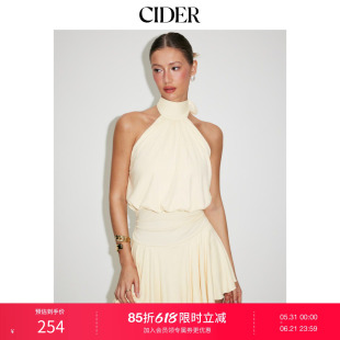 CIDER2026春季新品毕业季立领无袖A字迷你连衣裙配围巾115168256