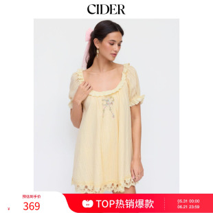 CIDER2026春季新品碎花荷叶边泡泡袖娃娃迷你连衣裙115449573