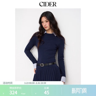 CIDERmiu系针织翻领束腰百褶连衣裙114959219