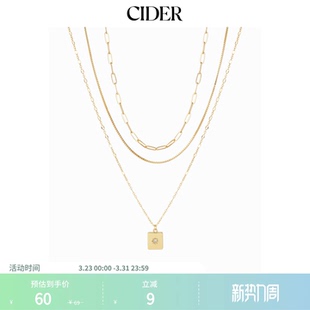 CIDER长方形吊坠叠戴项链115001450 明星同款