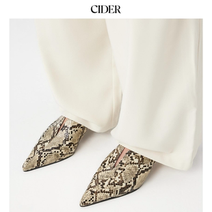 CIDER 秋冬新品女装蛇纹尖头穆勒高跟鞋114756781