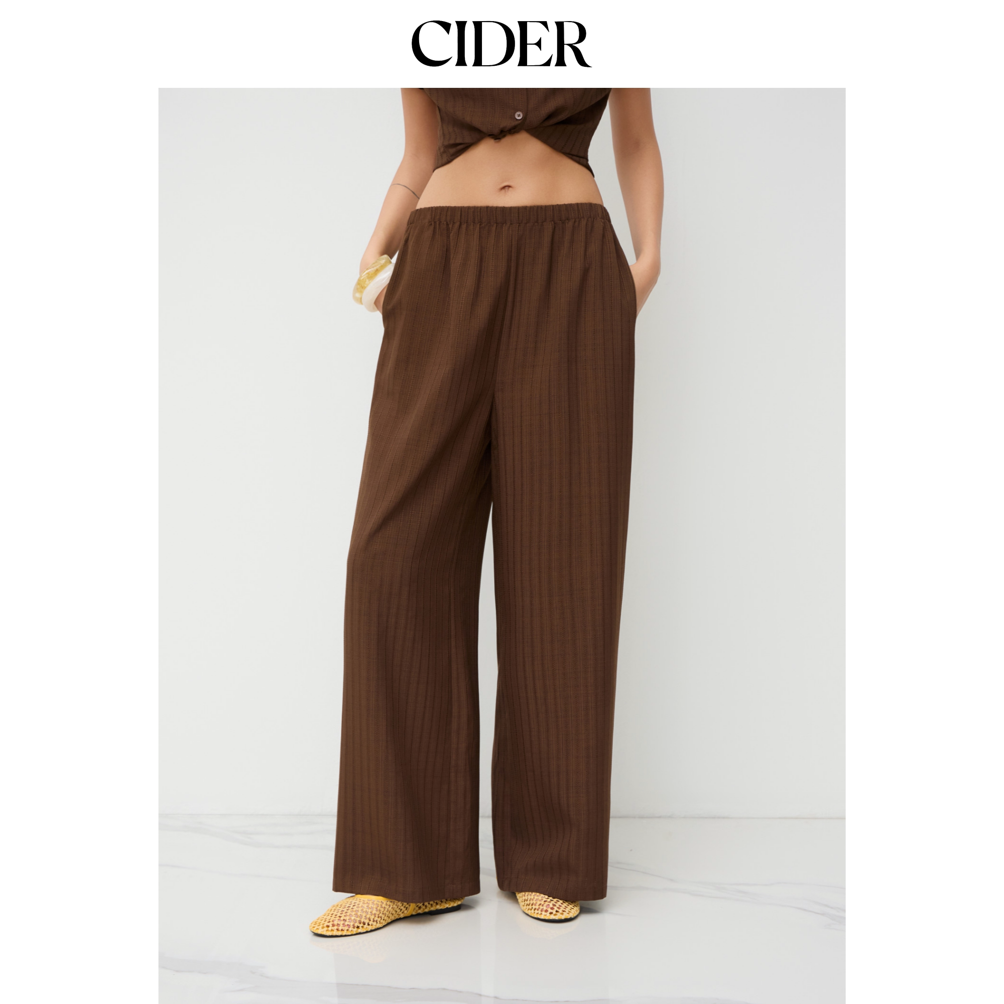 CIDER垂感慵懒松弛感裤子弹力直筒纹理长裤114652698图片